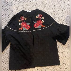 THML Embroidered Half Sleeve Coatigan, XS